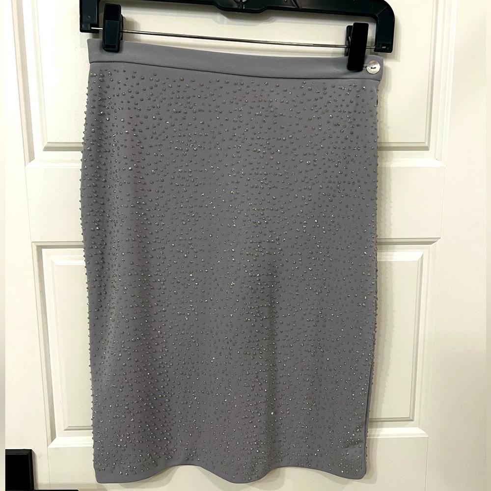 Gorgeous crystal-beaded pencil skirt I wore for New Year’s Eve. Made in USA